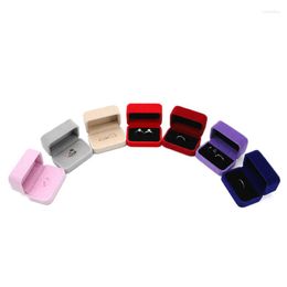 Jewellery Pouches 1pcs Colourful Velvet Proposal Couple Ring Storage Case Earring Display Box Packaging Gift For Party Wedding