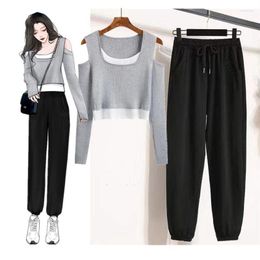 Women's Two Piece Pants 2022 Spring And Autumn Women's Suit Long Sleeved Jacket Sexy High Waist Two-piece Track Field Sportsw