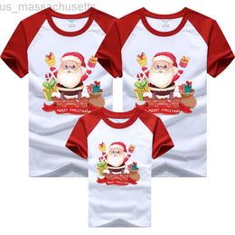 Family Matching Outfits Christmas Family Matching T-shirt Cotton Short Sleeve Cartoon Print Father Mother Son Daughter Clothes Adult Kids T-shirt L220916