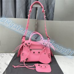 High genuine motorcycle bag women's luxury fashion shoulder cool girl crossover Pink Mini wax black silver pin white bag women handbag purses