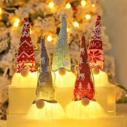 Christmas Light up Gnomes Elf Handmade Swedish Tomte Gnomes Ornaments 5 Colour Plush Doll Xmas Hanging Decoration Pendants