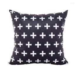 Pillow Case Square Throw Geometric Pattern Cushion Cover Black And White Decor