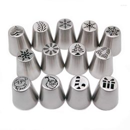 Festive Supplies Christmas Cake Decorating Mouths Set Of 13 Icing Nozzles Baking Kit For Home Kitchen Shop Cupcake Decorative