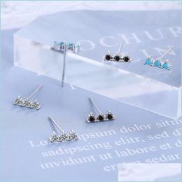 Stud Fashion 925 Sterling Sier Cz Crystal Stud Earing For Women Valentines Day Gift White Black Blue Drop Delivery 2021 Jewellery Earrin Dhgvs