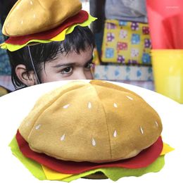 Berets 2022 Adult Kids Funny Burger Hat Beach Hats Bucket Women Ladies Caps Carnival Halloween Christmas Party Dress Up Costume