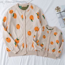 Family Matching Outfits Family Matching Outfits Mother Daughter Knit Shirts Autumn Women's Baby Girls Long Sleeves Printing Cardigan Sweaters L220916