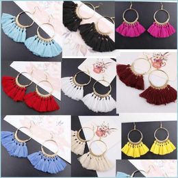 Dangle Chandelier 16 Colors Tassel Earrings For Women Ethnic Big Drop Bohemia Fashion Jewelry Trendy Cotton Rope Fringe Long Dangle Dh0Zi