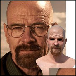 Party Masks New Movie Celebrity Latex Mask Breaking Bad Professor Mr. White Realistic Costume Halloween Cosplay Props X0803 Zlnewhome Dh3J5