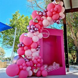 Other Event Party Supplies Pink Balloon Garland - Silver Heart Metallic Rose Gold Pink Latex Balloons - for Barbied Theme Party Girl Birthday Baby Shower 220916