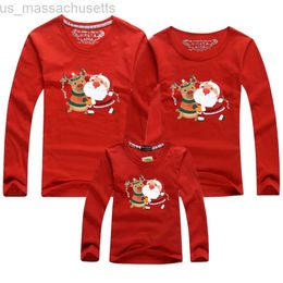 Family Matching Outfits Father Mother Son Daughter Clothes New Year Adult Kids T-shirt Christmas Family Matching T-shirt Long Sleeve Cotton Cartoon L220916