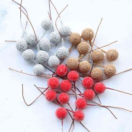 Faux Floral Greenery 10Pcs Simulation Plant Fake Flower Accessories Red Fruit Shooting Props Bean Branch Berry Foaming Branch Simulation Foam Berry J220906