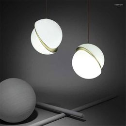 Pendant Lamps Post Modern Sphere Ball Lights Nordic Restaurant Bedroom Led Bedside Bar Kitchen Acrylic Single-headed