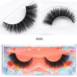 False Eyelashes D101 Mink Lash Wispy Medium Volume 3D 15mm Eyelash Flare Natural Long Fake Cotton Band Makeup