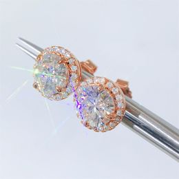 Earring Big Moissanite Diamond 8mm Jewellery Silver Rose Gold S925 Material Pass Test VVS