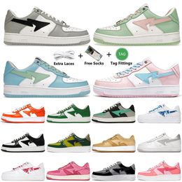 Sapatos Casuais sk8 Bapesta Cinza Preto Bapestas Baped SK8 Sta Color Camo Combo Rosa Verde ABC Azul Pastel Camurça Com Meia Plataforma JJJJound Tênis Tênis Com Meia