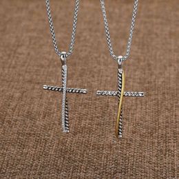 Sterling Sier Necklace Pendant Necklaces Design Punk Zircon Cross Fashion Men Women Jewelry Anniversary Valentine Day Gift 50CM