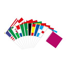 14x21CM World Cup Hand Waving Flag Banner Soccer Bice Polyester Flag With Flagpole
