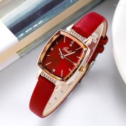 Wristwatches GEDI Fashion Leather Strap Women Watches 30M Water Resistant Tonneau Shaped Quartz Ladies Clock Gift For Female Girls 13019