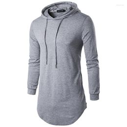 Men's T Shirts Men Hooded Shirt 2022 Fashion Side Zipper Extra Long Hoodies T-shirt Sleeve Hip Hop Streetwear Tshirt