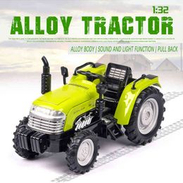1 32 Diecast Miniature Simulation Tractor Model Red Christmas Toys Alloy Cars Metal Vehicles for Boys Collection Birthday Gifts 0915