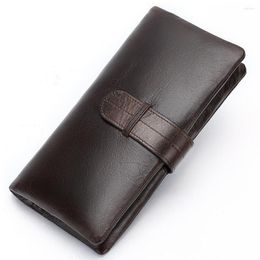 Wallets Fashion Men Genuine Leather Wallet Male Phone Clutch Bag Coin Purse Portomonee Long Clamp For Money Handy Card Holder