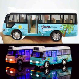 Diecast Cars School Sound Light Tour Bus Model Boy Diecasts Toy Vehicles Kids Gift 0915