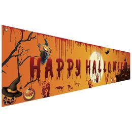 Christmas Decorations Happy Halloween Banner 250cm Long Hanging Banner with Scary Pumpkin Bloody Hand Footprint Bats for Yard Halloween Party Decor 220916