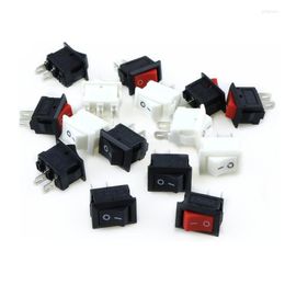 Switch 15pcs Mini Rocker SPST Black And Red Snap In Switches Button AC 250V 3A / 125V 6A 2 Pin I/O 10 15mm On-off