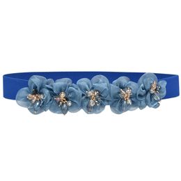 Fashion shining rhinestone elastic belt simple and versatile women's matching skirt European and American flowers with rhinestones on the waist