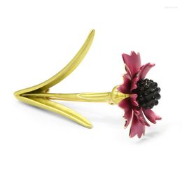 Brooches Wuli&baby Cornflower Daisy Flower For Women Pink Enamel Weddings Banquet Brooch Pins Gifts