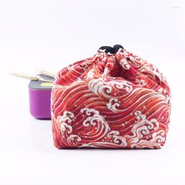 Dinnerware Sets Portable Japanese Lunch Box Bag Woman Bento Student Takeaway Meal Pack Child Drawstring Cloth Pure Cotton Picnic