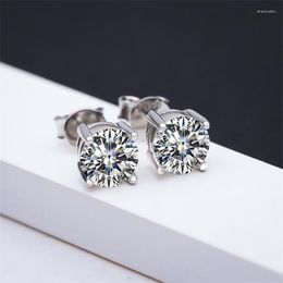 Stud Earrings Genuine Silver 925 Original 1 Carat Diamond Test Past D Color Moissanite For Women VVS1 Gemstone Wedding Jewelry