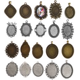 antique silver trays UK - MakingJewelry & Components 10pcs Antique Silver Color 1825 30X40mm Oval Cabochon Base Setting Charms Pendant Bezel Tray For DIY Jew...
