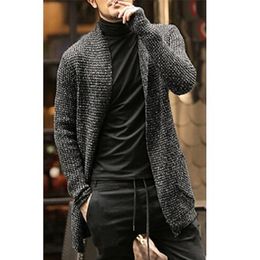 Men's Wool Blends KALENMOS Mens Cardigan Long Sleeve Streetwear Knitted Coats Men Fashion Long Sweater Autumn Winter Clothing Sweaters 220915