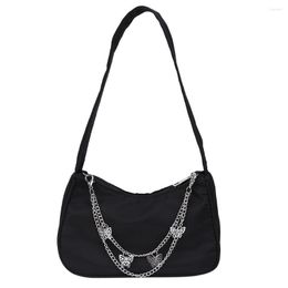 Evening Bags Fashion Women Shoulder Underarm Bag Pure Colour PU Leather Nylon Butterfly Chain Zipper Mini Purse Ladies Casual Small Handbags