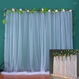 Party Decoration Wedding Backdrop 5Ft X 9Ft White Tulle Po Background Drapes Curtains Light For Baby Shower Birthday Supplies