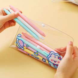 Storage Bags Kawaii Waterproof Stationery Bag For Girls Students PVC Cartoon Animal Cute Transparent Pencil Cases Simple