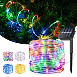 Christmas Decorations Solar Outdoor LED Lighting Strings Waterproof Tube 100/200LEDs 8Modes Yard Garden Decortion Christmas For Wedding Party Holiday 220916