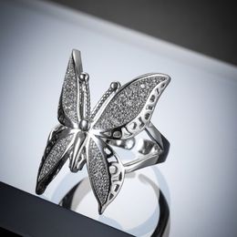 Cute Big Butterfly Open Ring Women Insect Butterfly Zircon Finger Rings for Gift Party Fashion Jewellery