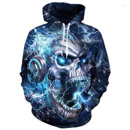 Men's Hoodies Halloween Men's Fashion Hoodie Skull 3D Digital Printing Street Punk Casual Retro Mens Hip-Hop Sports Sweatshirt Plus Size