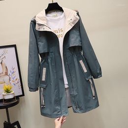 Women's Jackets Nice Spring Autumn Women Coat Windbreaker Hooded Casual Long Trench Female Loose Plus Size Outwear R1150