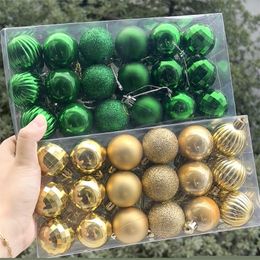 Christmas Decorations 36pcs/box 4CM Glitter Christmas Balls Christmas Tree Decoration Balls Gold Silver Green Red Blue Year Xmas Ball Decor 220916