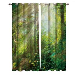 Curtain Beautiful Forest Green Curtains For Windows Drapes Modern Printing Living Room Bedroom
