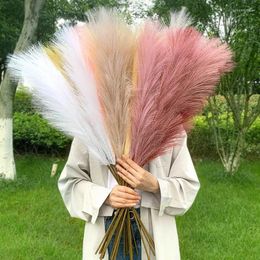 Decorative Flowers 5Pcs 100/70cm Artificial Pampas Grass Bouquet Year Holiday Wedding Party Home Decoration Plant Simulation Dried Flower