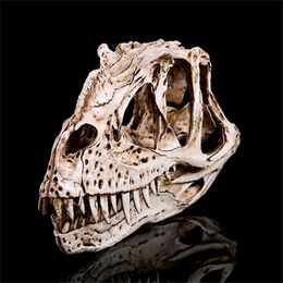 Decorative Objects Figurines Resin Dinosaur Skull Skeleton Head Figurine Sculpture Ceratosaurus Craft Statues for Decoration Halloween Home Gift 220915