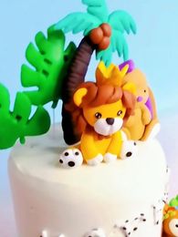 Festive Supplies Cake Decoration Pottery Topper Woodland Party Lion Jungle Animals Birthday Girl Baking Sweet Baby Shower