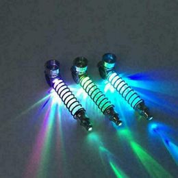 Luminous Bong Glowing Glass Pipe Metal Lighting Smokingpipes Tobacco Pipes WLL1673