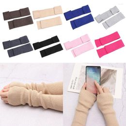 Knee Pads Women Winter Arm Warmers Elbow Protection Sleeve Mittens Cashmere Blend Knitted False Sleeves Long Gloves