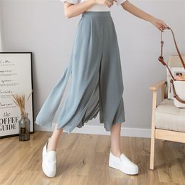 Women's Pants Capris Chiffon High Waist Wide Leg Pants Women Korean Fashion Casual Drape Elegant 90s Trousers Clothing Comodi Pantalones De Mujer 220916