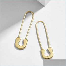 Hoop Huggie Gift Women Earring Latest New Design Safety Pin Shape Ear Wire Gold Plated Trendy Gorgeous Exquisite Jewellery Drop Delive Dhfsw